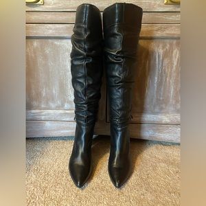 Adrienne Vittadini chic tall slouched black boots 8.5US